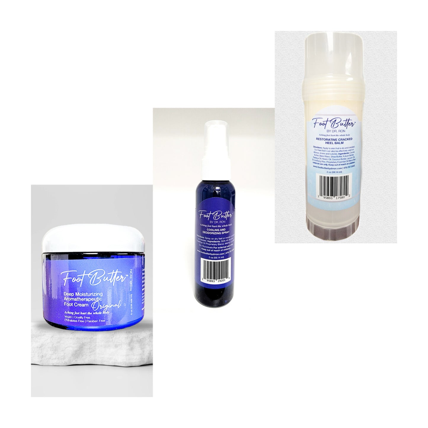 GIFT BUNDLE - Aromatherapeutic foot cream, heel balm, cooling and deodorizing foot spray