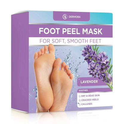 DERMORA Foot Peel Mask – 2 Pack French Lavender Exfoliating Foot Masks for Soft, Smooth Feet