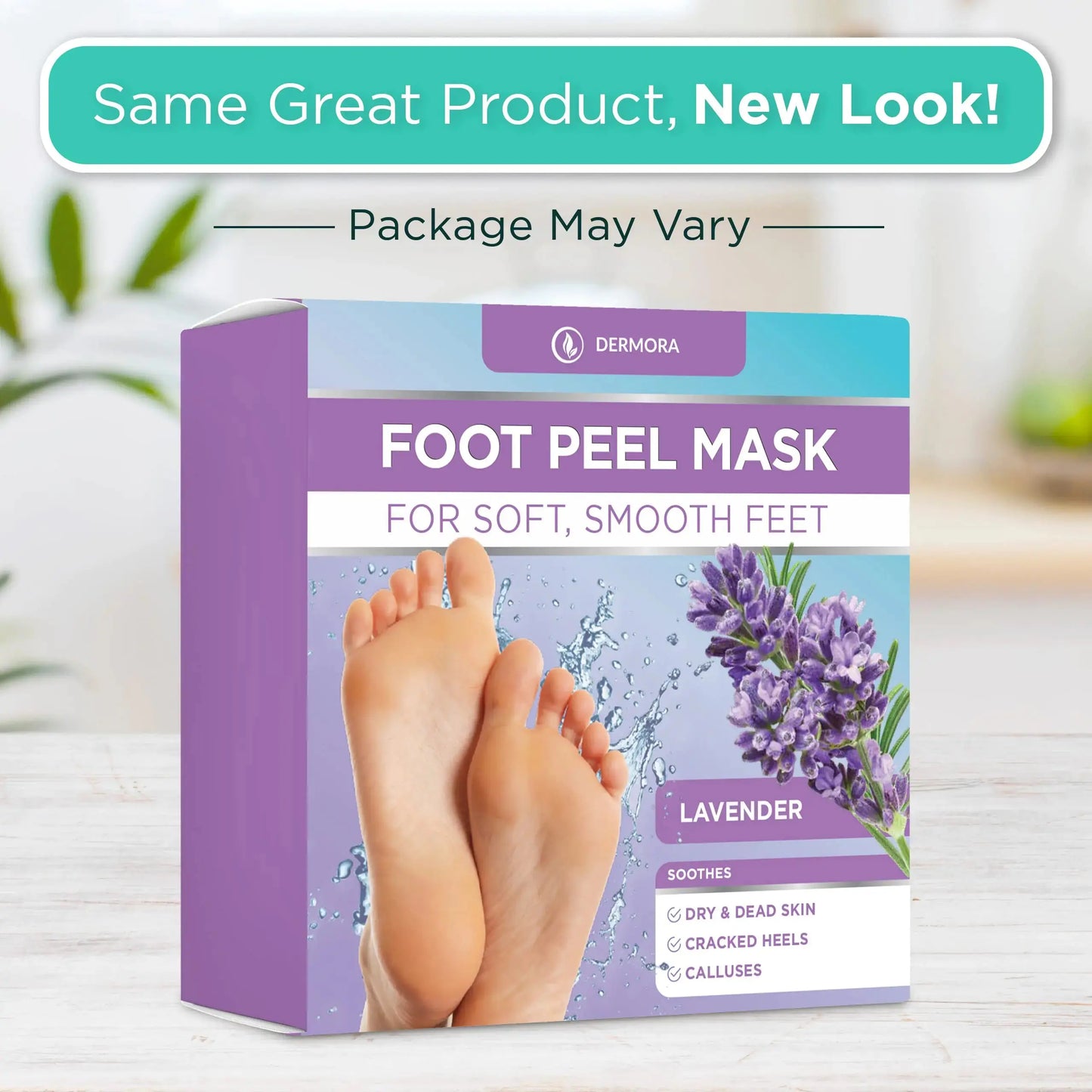 DERMORA Foot Peel Mask – 2 Pack French Lavender Exfoliating Foot Masks for Soft, Smooth Feet