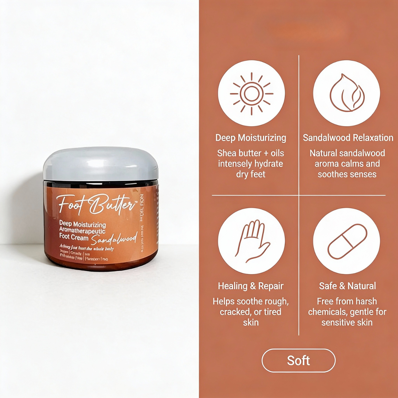 Sandalwood Foot Butter – Deep Moisturizing Foot Cream for Dry, Rough Skin