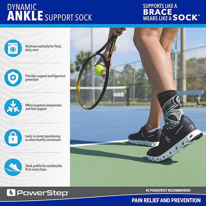 Powerstep Dynamic Ankle Stability Sock, Ankle Brace and Compression Sock